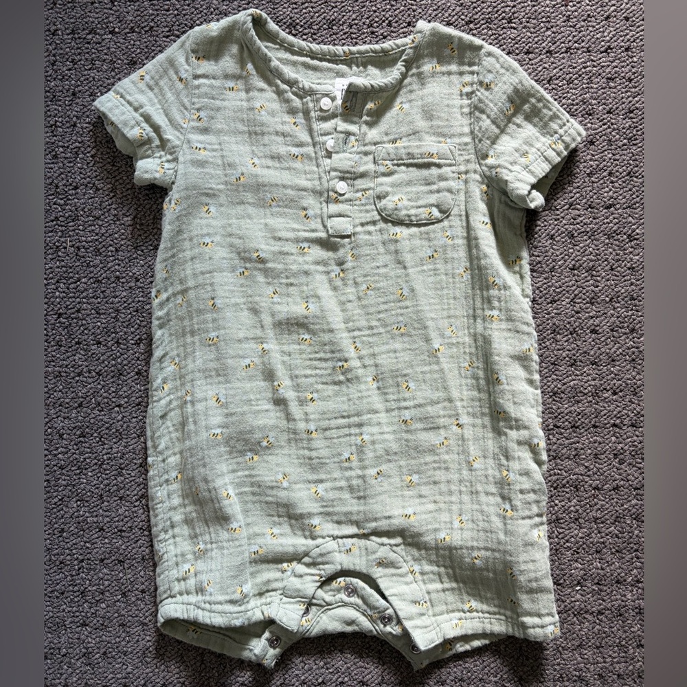 GAP Light Green Button-Up Kids Romper